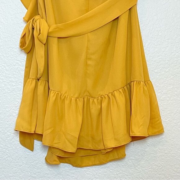 Superdown NWT! Jolene Ruffle Wrap Mini Dress in Marigold size Small - Picture 13 of 16
